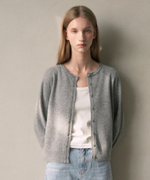 Wool 100% Wave Knit Cardigan (gray)