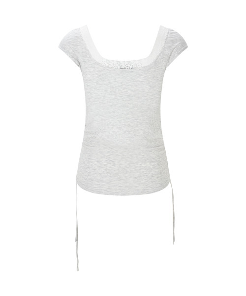 PLEASENOFOLLOW(プリーズノーフォロー)の「Maya Lace Shirring Short Top (White Melange)(Tシャツ/カットソー・レディース・その他・FREE)」の3枚目の写真