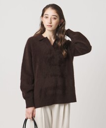 フォックスカシミヤ スキッパー プルオーバー ニット
