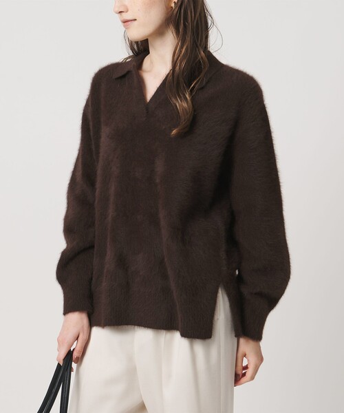 UNITED ARROWS(ユナイテッドアローズ)の「フォックスカシミヤ スキッパー プルオーバー ニット(ニット/セーター・レディース・ダークブラウン/ライトブルー/ネイビー・FREE)」の10枚目の写真