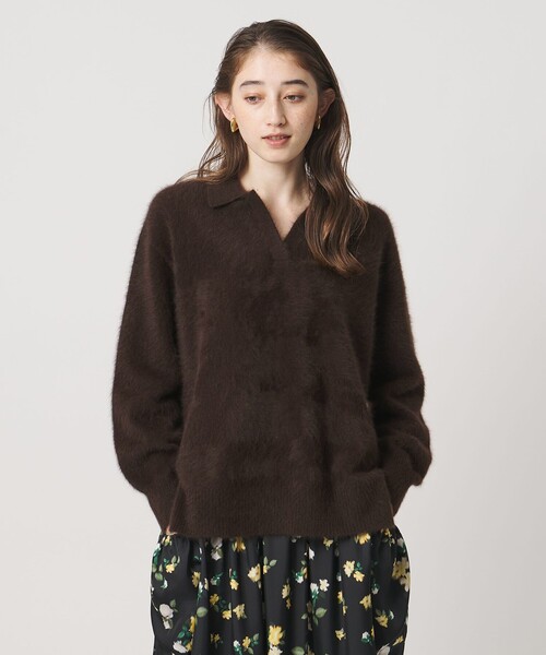 UNITED ARROWS(ユナイテッドアローズ)の「フォックスカシミヤ スキッパー プルオーバー ニット(ニット/セーター・レディース・ダークブラウン/ライトブルー/ネイビー・FREE)」の13枚目の写真