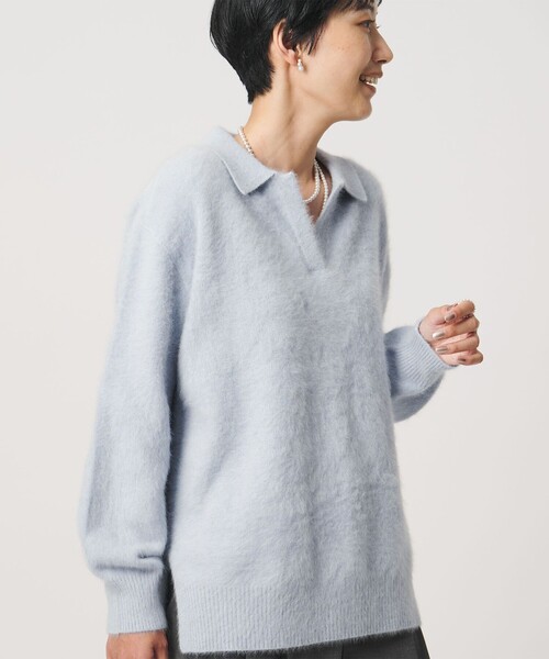 UNITED ARROWS(ユナイテッドアローズ)の「フォックスカシミヤ スキッパー プルオーバー ニット(ニット/セーター・レディース・ダークブラウン/ライトブルー/ネイビー・FREE)」の17枚目の写真