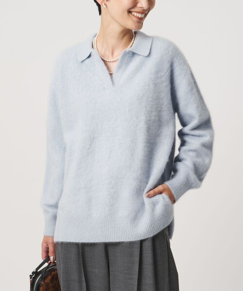 UNITED ARROWS(ユナイテッドアローズ)の「フォックスカシミヤ スキッパー プルオーバー ニット(ニット/セーター・レディース・ダークブラウン/ライトブルー/ネイビー・FREE)」の19枚目の写真