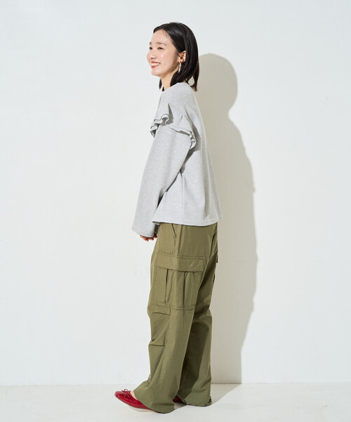 FREAK'S STORE(フリークスストア)の「限定展開 ワッフル フリル 袖 ロングスリーブ プルオーバー(Tシャツ/カットソー・レディース・グレー/ネイビー/レッド/ナチュラル/チャコールグレー/ブラウン・フリ-)」の22枚目の写真