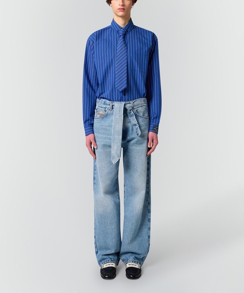 MSGM(エムエスジーエム)の「ライトウォッシュ タイベルト ワイドレッグデニムパンツ(デニムパンツ・メンズ・ライトブルー・46)」の2枚目の写真