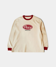 PESCE（ペッシェ）の「白(ハク) ヘビーコットン長袖 - PESCE レッド（Tシャツ/カットソー）」