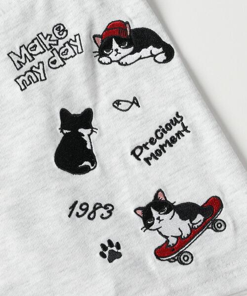 HONEYSUCKLE ROSE（ハニーサックルローズ）の「《体型カバー》ネコ袖刺繍Tシャツ（Tシャツ/カットソー・レディース・オフホワイト/ネイビー・04/05）」の7枚目の写真
