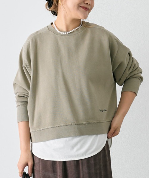 PUAL CE CIN(ピュアルセシン)の「裏毛ショート スウェット プルオーバー(スウェット・レディース・レッド系/ブラウン/スミクロ/ベージュ/オートミール・FREE)」の3枚目の写真