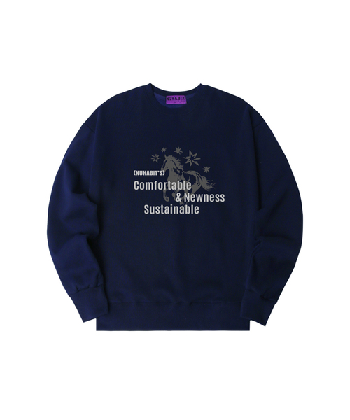 NUHABIT（ニューハビット）の「N/H NEWNESS オーバーサイズ 裏起毛 スウェット (GOM4-6NH1377)（スウェット・メンズ・ブラック/ホワイト/ネイビー/ライトグレー/チャコールグレー/アイボリー・MEDIUM/LARGE/X-LARGE）」の6枚目の写真