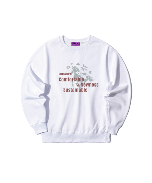 NUHABIT（ニューハビット）の「N/H NEWNESS オーバーサイズ 裏起毛 スウェット (GOM4-6NH1377)（スウェット・メンズ・ブラック/ホワイト/ネイビー/ライトグレー/チャコールグレー/アイボリー・MEDIUM/LARGE/X-LARGE）」の2枚目の写真