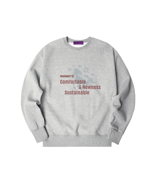 NUHABIT（ニューハビット）の「N/H NEWNESS オーバーサイズ 裏起毛 スウェット (GOM4-6NH1377)（スウェット・メンズ・ブラック/ホワイト/ネイビー/ライトグレー/チャコールグレー/アイボリー・MEDIUM/LARGE/X-LARGE）」の4枚目の写真
