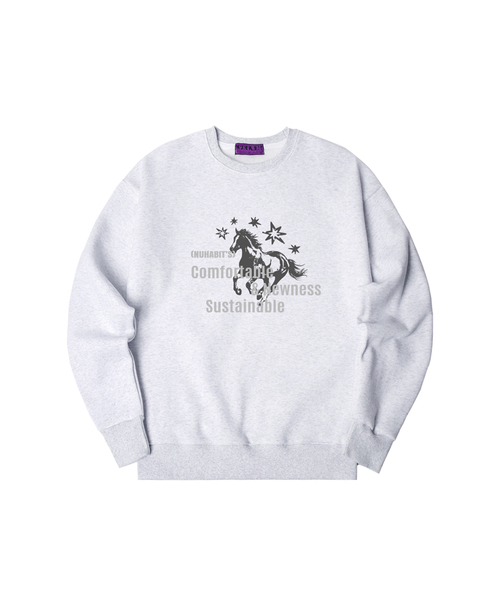 NUHABIT（ニューハビット）の「N/H NEWNESS オーバーサイズ 裏起毛 スウェット (GOM4-6NH1377)（スウェット・メンズ・ブラック/ホワイト/ネイビー/ライトグレー/チャコールグレー/アイボリー・MEDIUM/LARGE/X-LARGE）」の5枚目の写真