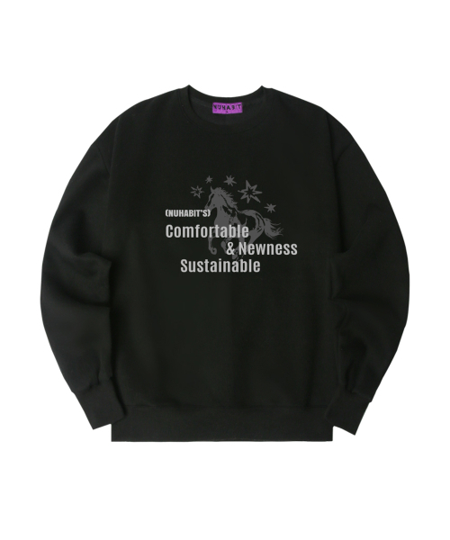 NUHABIT（ニューハビット）の「N/H NEWNESS オーバーサイズ 裏起毛 スウェット (GOM4-6NH1377)（スウェット・メンズ・ブラック/ホワイト/ネイビー/ライトグレー/チャコールグレー/アイボリー・MEDIUM/LARGE/X-LARGE）」の7枚目の写真