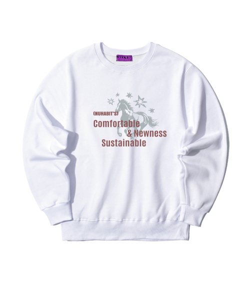 NUHABIT（ニューハビット）の「N/H NEWNESS オーバーサイズ 裏起毛 スウェット (GOM4-6NH1377)（スウェット・メンズ・ブラック/ホワイト/ネイビー/ライトグレー/チャコールグレー/アイボリー・MEDIUM/LARGE/X-LARGE）」の8枚目の写真