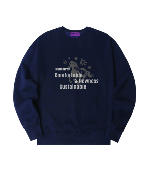 NUHABIT（ニューハビット）の「N/H NEWNESS オーバーサイズ 裏起毛 スウェット (GOM4-6NH1377)（スウェット・メンズ・ブラック/ホワイト/ネイビー/ライトグレー/チャコールグレー/アイボリー・MEDIUM/LARGE/X-LARGE）」の9枚目の写真