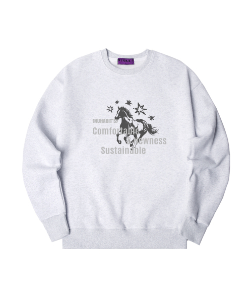 NUHABIT（ニューハビット）の「N/H NEWNESS オーバーサイズ 裏起毛 スウェット (GOM4-6NH1377)（スウェット・メンズ・ブラック/ホワイト/ネイビー/ライトグレー/チャコールグレー/アイボリー・MEDIUM/LARGE/X-LARGE）」の10枚目の写真