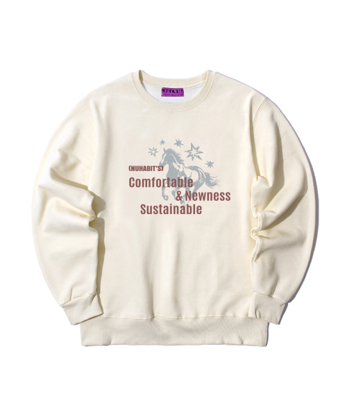 NUHABIT（ニューハビット）の「N/H NEWNESS オーバーサイズ 裏起毛 スウェット (GOM4-6NH1377)（スウェット・メンズ・ブラック/ホワイト/ネイビー/ライトグレー/チャコールグレー/アイボリー・MEDIUM/LARGE/X-LARGE）」の11枚目の写真