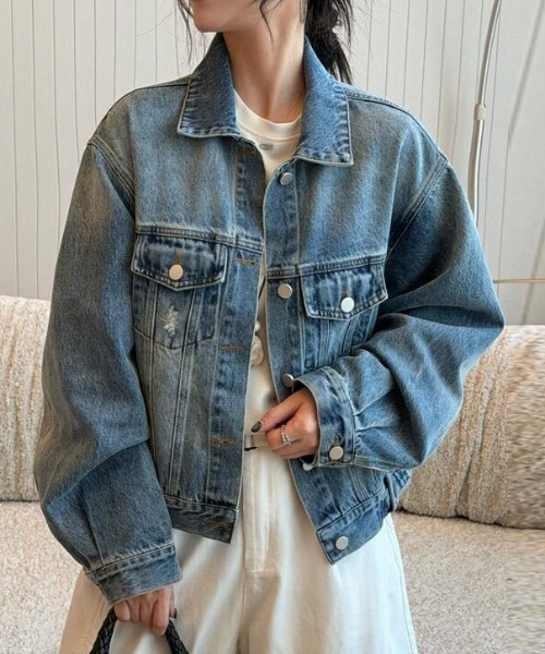 semplice(センプリチェ)の「デニムジャケット【韓国ファッション】(デニムジャケット・レディース・ブルー・XL/L/M/S)」の7枚目の写真