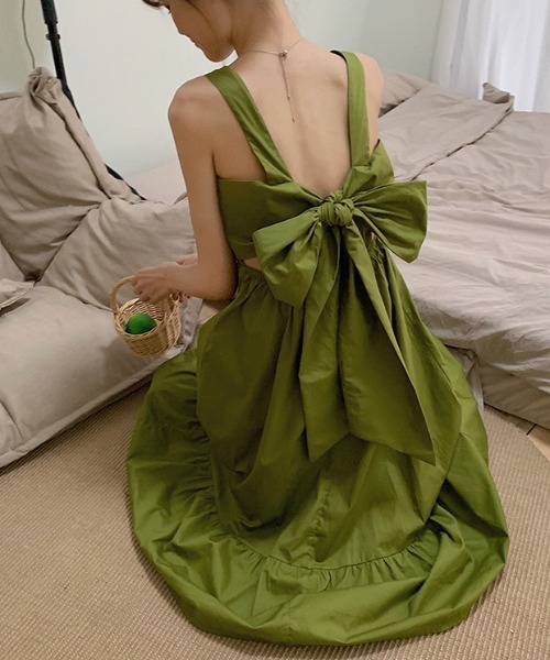 FAVORITO(ファヴォリート)の「リボンタイキャミワンピース(ワンピース・レディース・グリーン・F)」の5枚目の写真