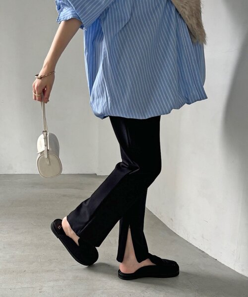 DouDou(ドゥドゥ)の「裾ジップポンチパンツ(その他パンツ・レディース・ベージュ/ブラック・FREE)」の12枚目の写真