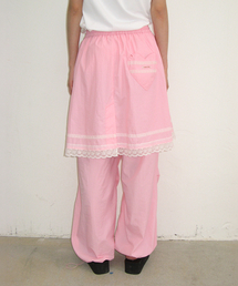 LACE POINT SKIRT LAYERED JOGGER PANTS PINK