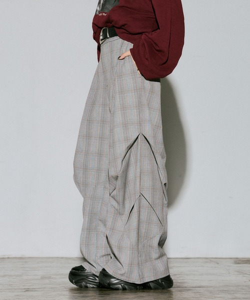 PAGEBOY（ページボーイ）の「バイアスタックパンツ2（その他パンツ・レディース・チェック/ブラック/チャコールグレー・FREE）」の3枚目の写真