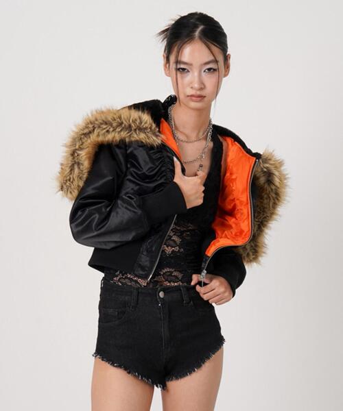 ROYAL FLASH(ロイヤルフラッシュ)の「MITSUKI/ミツキ/DESIGN RIB N-2B JACKET(その他アウター・レディース・カーキ/ブラック・F)」の1枚目の写真