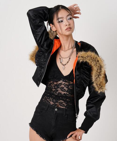 ROYAL FLASH(ロイヤルフラッシュ)の「MITSUKI/ミツキ/DESIGN RIB N-2B JACKET(その他アウター・レディース・カーキ/ブラック・F)」の16枚目の写真