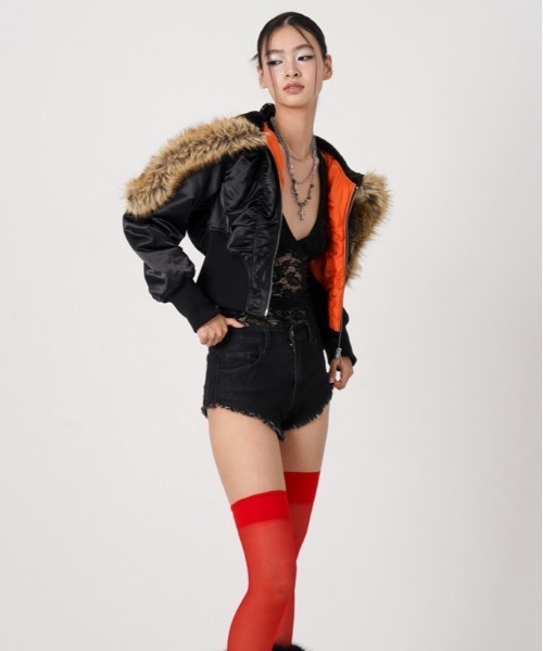 ROYAL FLASH(ロイヤルフラッシュ)の「MITSUKI/ミツキ/DESIGN RIB N-2B JACKET(その他アウター・レディース・カーキ/ブラック・F)」の9枚目の写真