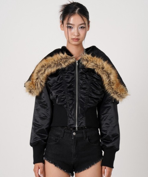 ROYAL FLASH(ロイヤルフラッシュ)の「MITSUKI/ミツキ/DESIGN RIB N-2B JACKET(その他アウター・レディース・カーキ/ブラック・F)」の3枚目の写真