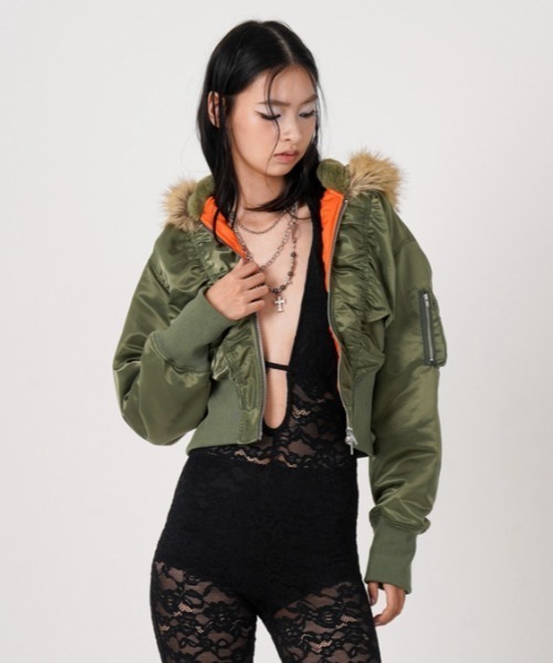 ROYAL FLASH(ロイヤルフラッシュ)の「MITSUKI/ミツキ/DESIGN RIB N-2B JACKET(その他アウター・レディース・カーキ/ブラック・F)」の20枚目の写真