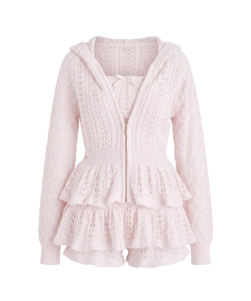 Rose Muse（ロゼミューズ）の「Crochet knit hoodie pants set（セットアップ・レディース・オフホワイト/ピンク・FREE）」の15枚目の写真