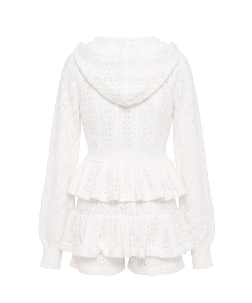 Rose Muse（ロゼミューズ）の「Crochet knit hoodie pants set（セットアップ・レディース・オフホワイト/ピンク・FREE）」の9枚目の写真