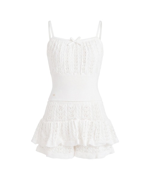 Rose Muse（ロゼミューズ）の「Crochet knit hoodie pants set（セットアップ・レディース・オフホワイト/ピンク・FREE）」の10枚目の写真