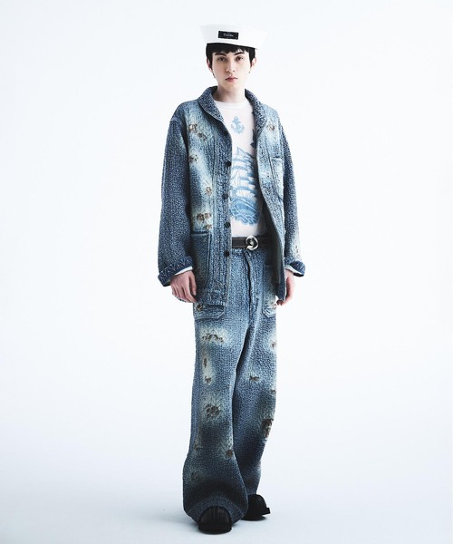 DAIRIKU(ダイリク)の「DAIRIKU / ダイリク "BORO" Denim Sailor Pants(デニムパンツ・メンズ・ブルー系その他・MEDIUM)」の4枚目の写真