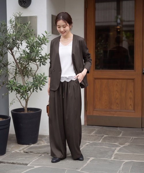 STYLE DELI(スタイルデリ)の「【セット対応】微光沢ツイルダブルジャケット(テーラードジャケット・レディース・ライトグレー/グレー系その他/ブラウン系その他/ブラック・FREE)」の1枚目の写真