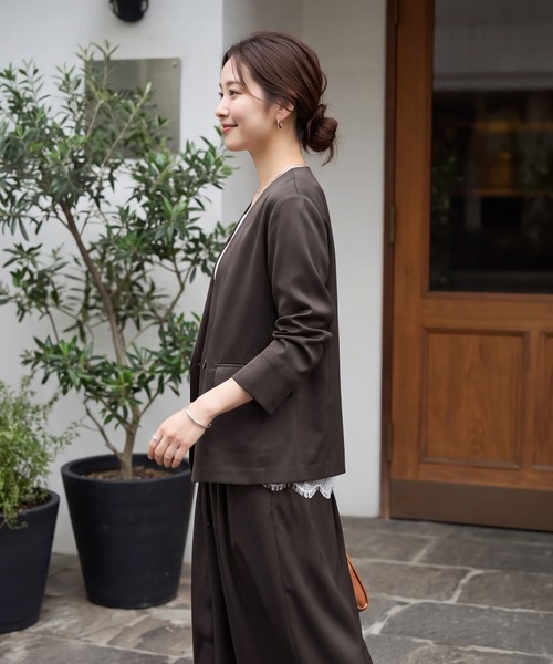 STYLE DELI(スタイルデリ)の「【セット対応】微光沢ツイルダブルジャケット(テーラードジャケット・レディース・ライトグレー/グレー系その他/ブラウン系その他/ブラック・FREE)」の6枚目の写真