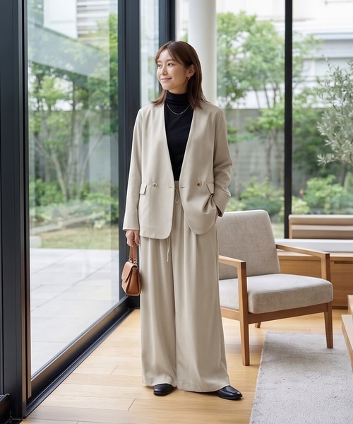 STYLE DELI(スタイルデリ)の「【セット対応】微光沢ツイルダブルジャケット(テーラードジャケット・レディース・ライトグレー/グレー系その他/ブラウン系その他/ブラック・FREE)」の10枚目の写真