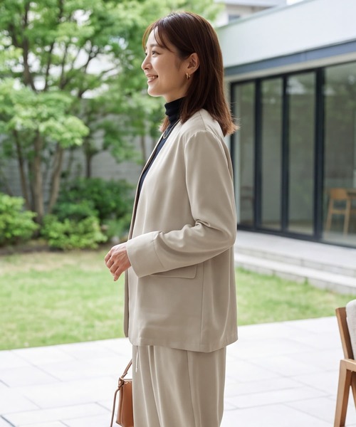 STYLE DELI(スタイルデリ)の「【セット対応】微光沢ツイルダブルジャケット(テーラードジャケット・レディース・ライトグレー/グレー系その他/ブラウン系その他/ブラック・FREE)」の11枚目の写真