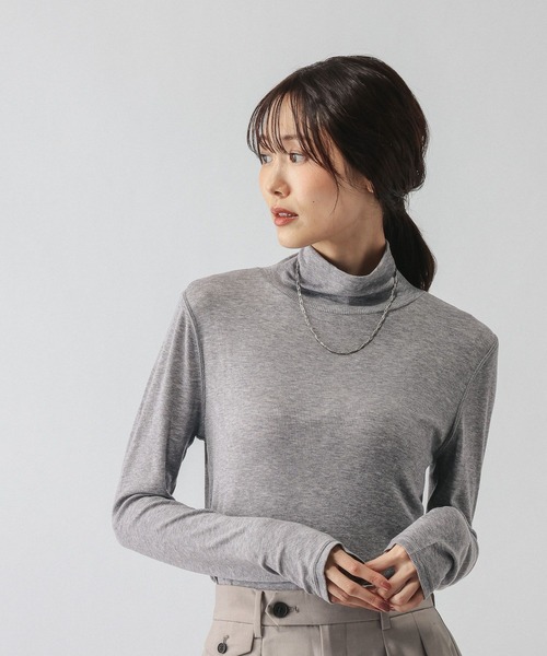GLOBAL WORK(グローバルワーク)の「ウールテンセルハイネックプルオーバー/797335(ニット/セーター・レディース・ワインレッド/サックスブルー/グレー/フューシャピンク/グリーン系その他4/ベージュ系その他3/ホワイト/ブラック・MEDIUM/LARGE)」の3枚目の写真
