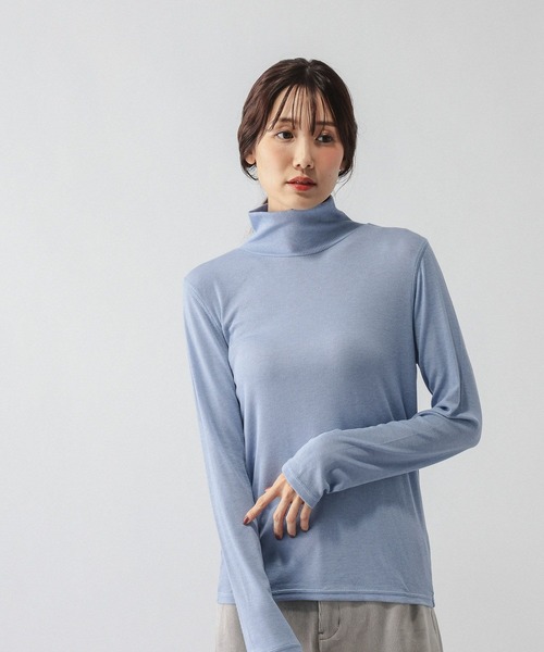 GLOBAL WORK(グローバルワーク)の「ウールテンセルハイネックプルオーバー/797335(ニット/セーター・レディース・ワインレッド/サックスブルー/グレー/フューシャピンク/グリーン系その他4/ベージュ系その他3/ホワイト/ブラック・MEDIUM/LARGE)」の6枚目の写真
