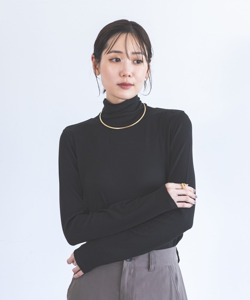 GLOBAL WORK(グローバルワーク)の「ウールテンセルハイネックプルオーバー/797335(ニット/セーター・レディース・ワインレッド/サックスブルー/グレー/フューシャピンク/グリーン系その他4/ベージュ系その他3/ホワイト/ブラック・MEDIUM/LARGE)」の2枚目の写真