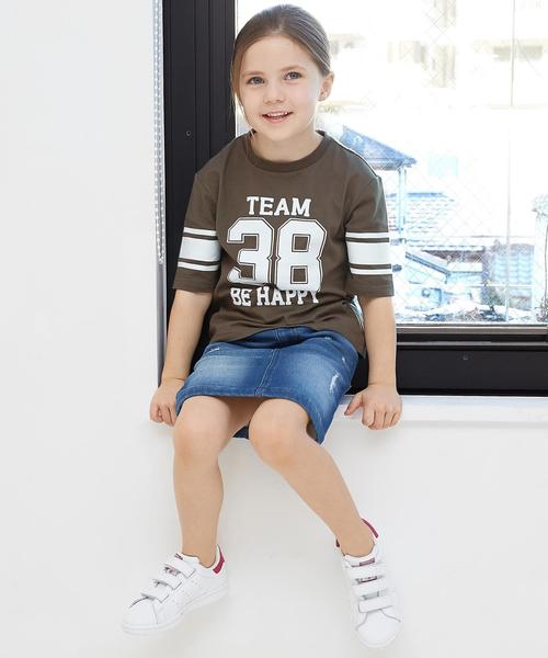 green label relaxing（グリーンレーベルリラクシング）の「【KIDS】オーガニックコットン BIGナンバリングプリント Tシャツ 5L◆（Tシャツ/カットソー・キッズ・オフホワイト/オリーブ・105/135/95/125/115）」の5枚目の写真