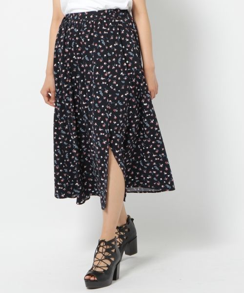 Heather（ヘザー）の「コバナガラスリットスカート　717086（スカート・レディース・ネイビー/オフホワイト・FREE）」の2枚目の写真