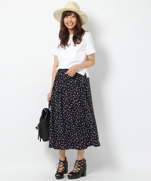 Heather（ヘザー）の「コバナガラスリットスカート　717086（スカート・レディース・ネイビー/オフホワイト・FREE）」の3枚目の写真