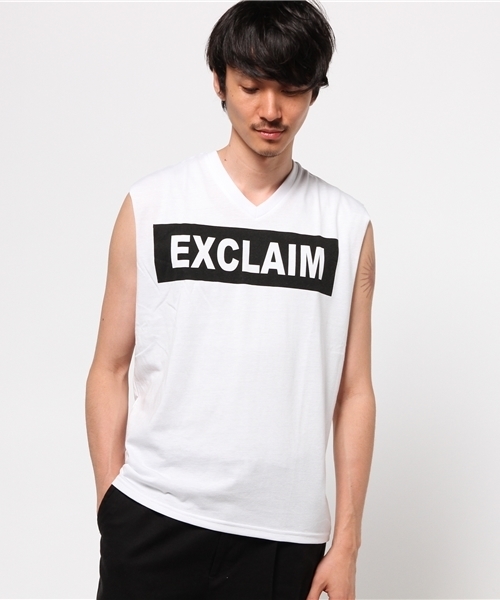 VENCEEXCHANGE(ヴァンスエクスチェンジ)の「ロング丈BOXロゴプリントノースリーブT (タンクトップ・メンズ・オフホワイト/ブラック・MEDIUM/LARGE)」の9枚目の写真