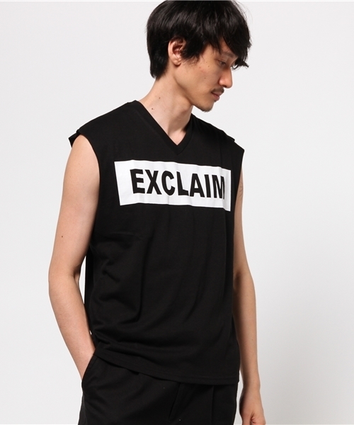 VENCEEXCHANGE(ヴァンスエクスチェンジ)の「ロング丈BOXロゴプリントノースリーブT (タンクトップ・メンズ・オフホワイト/ブラック・MEDIUM/LARGE)」の2枚目の写真