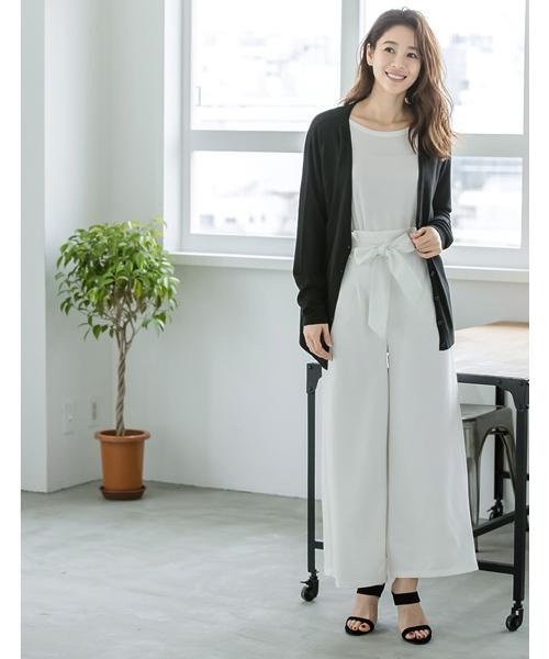 Re:EDIT（リエディ）の「ウエストリボンワイドパンツ（その他パンツ・レディース・ベージュ/マスタード/ネイビー/ホワイト/レッド/ブラック/グリーン・LARGE/SMALL/MEDIUM）」の17枚目の写真