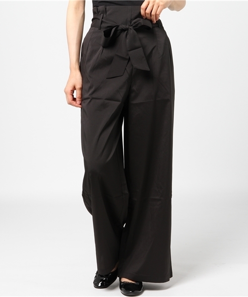 Re:EDIT（リエディ）の「ウエストリボンワイドパンツ（その他パンツ・レディース・ベージュ/マスタード/ネイビー/ホワイト/レッド/ブラック/グリーン・LARGE/SMALL/MEDIUM）」の3枚目の写真