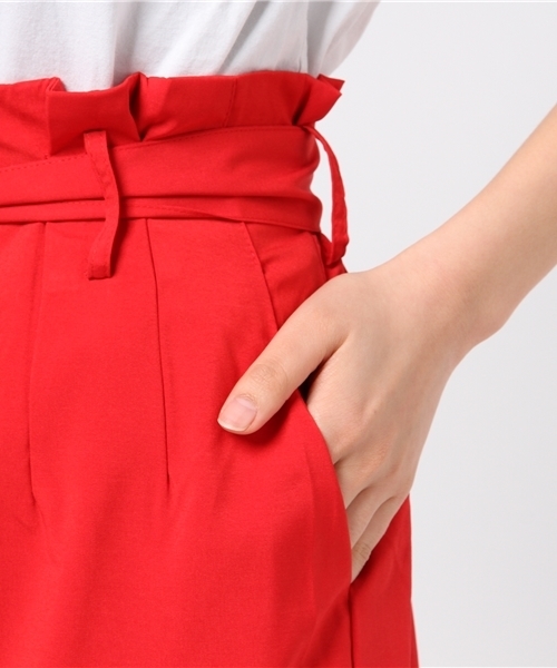 Re:EDIT（リエディ）の「ウエストリボンワイドパンツ（その他パンツ・レディース・ベージュ/マスタード/ネイビー/ホワイト/レッド/ブラック/グリーン・LARGE/SMALL/MEDIUM）」の12枚目の写真